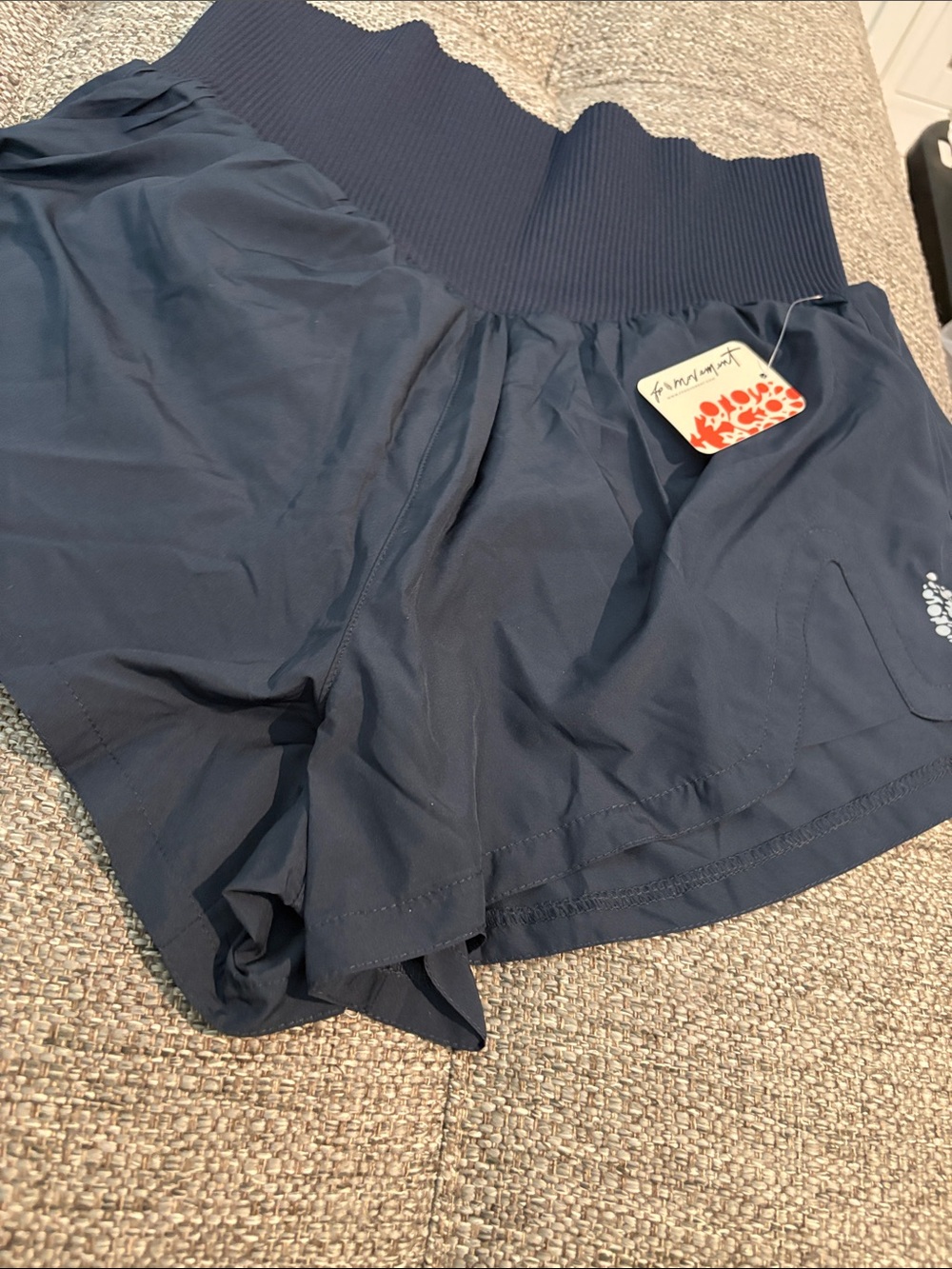 Free movement S Navy Shorts with Ribbed Waistband